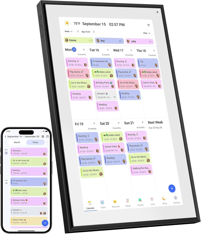 BQQJDD 15.6 Inch Digital Calendar&Chore Chart, Black